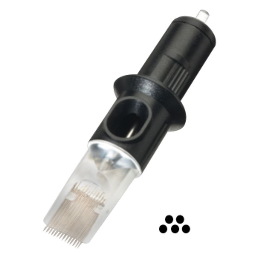 Magnum Têtes d'aiguilles 5 pcs, 0,35 mm Tête d'aiguille noire avec 5 aiguilles de 0,35 mm sur fond blanc