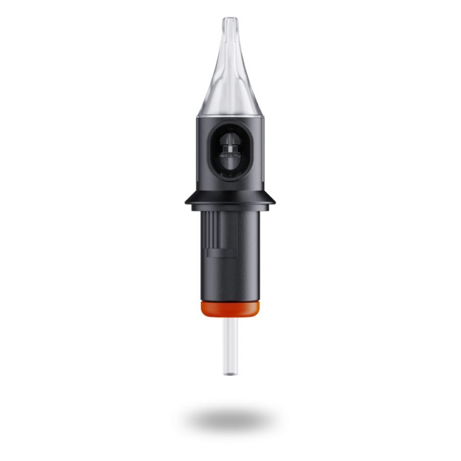 Cheyenne Open Liner Module de Tatouage Module de tatouage noir avec embout transparent sur fond blanc