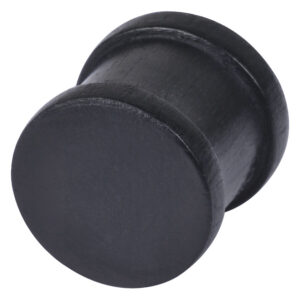 Plug en bois concave noir sur fond blanc