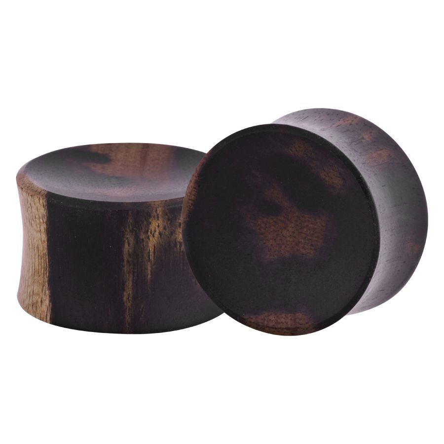 Plug concave en ébène - Wildcat Deux plugs concaves en ébène foncé sur fond blanc