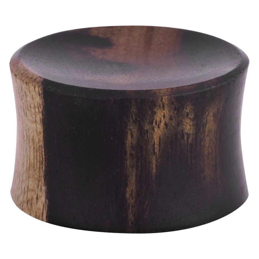 Plug concave en ébène, unisexe Plug en bois foncé et concave en ébène sur fond blanc