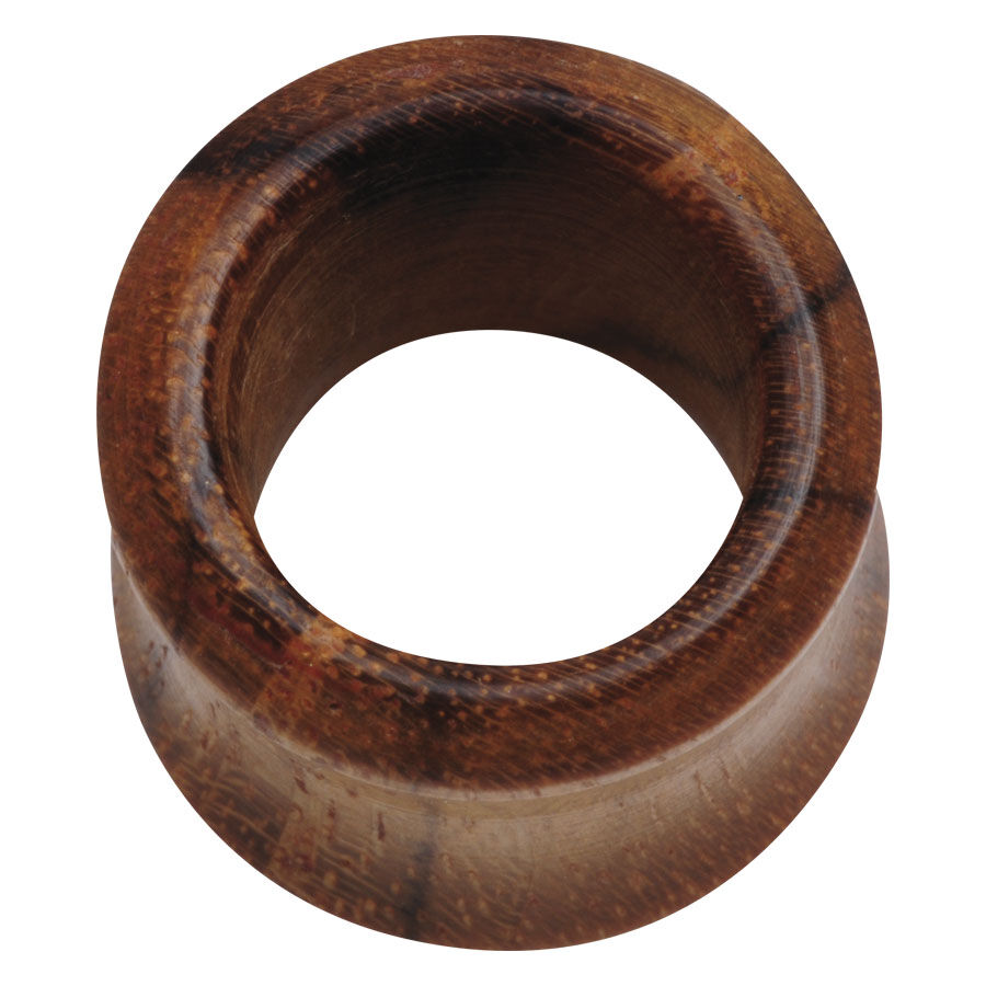 Piercing tunnel exotique en bois de teck Tunnel rond en teck brun sur fond blanc