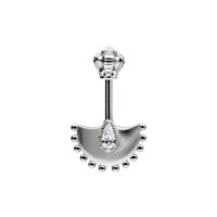 Barbell Helix en argent avec cristal Barbell Helix en argent avec cristal clair sur fond blanc