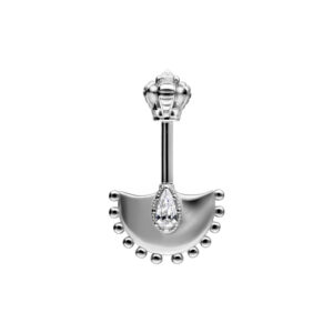 Barbell Helix en argent avec cristal clair sur fond blanc