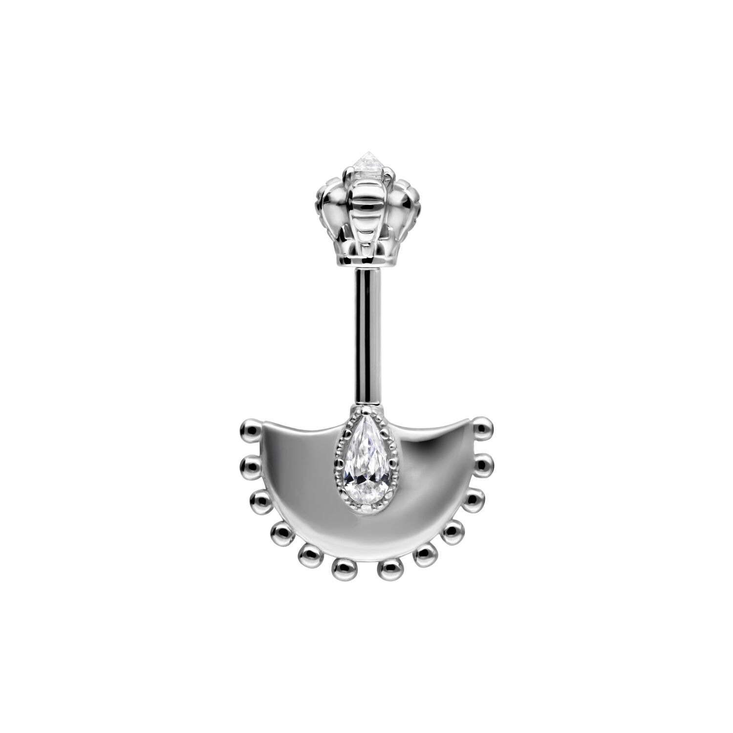 Barbell Helix en argent avec cristal Barbell Helix en argent avec cristal clair sur fond blanc