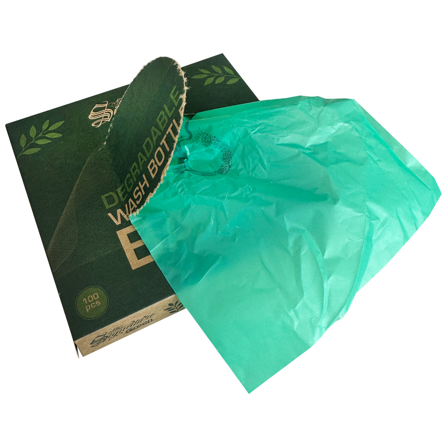 Sacs de lavage biodégradables, verts Sacs de lavage biodégradables verts sur carton