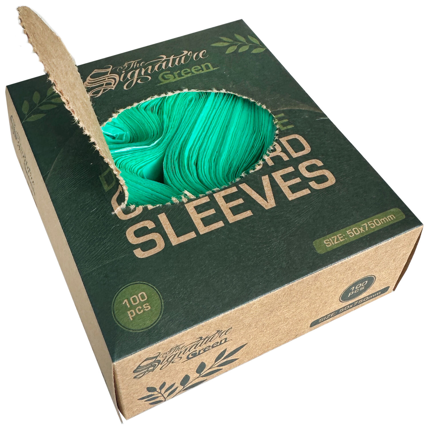 Manches Clipcord biodégradables 50x750mm Manches Clipcord vertes biodégradables en boîte en carton