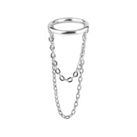 Anneau articulé argenté avec chaînes, 6,0 mm Anneau articulé argenté avec doubles chaînes sur fond blanc