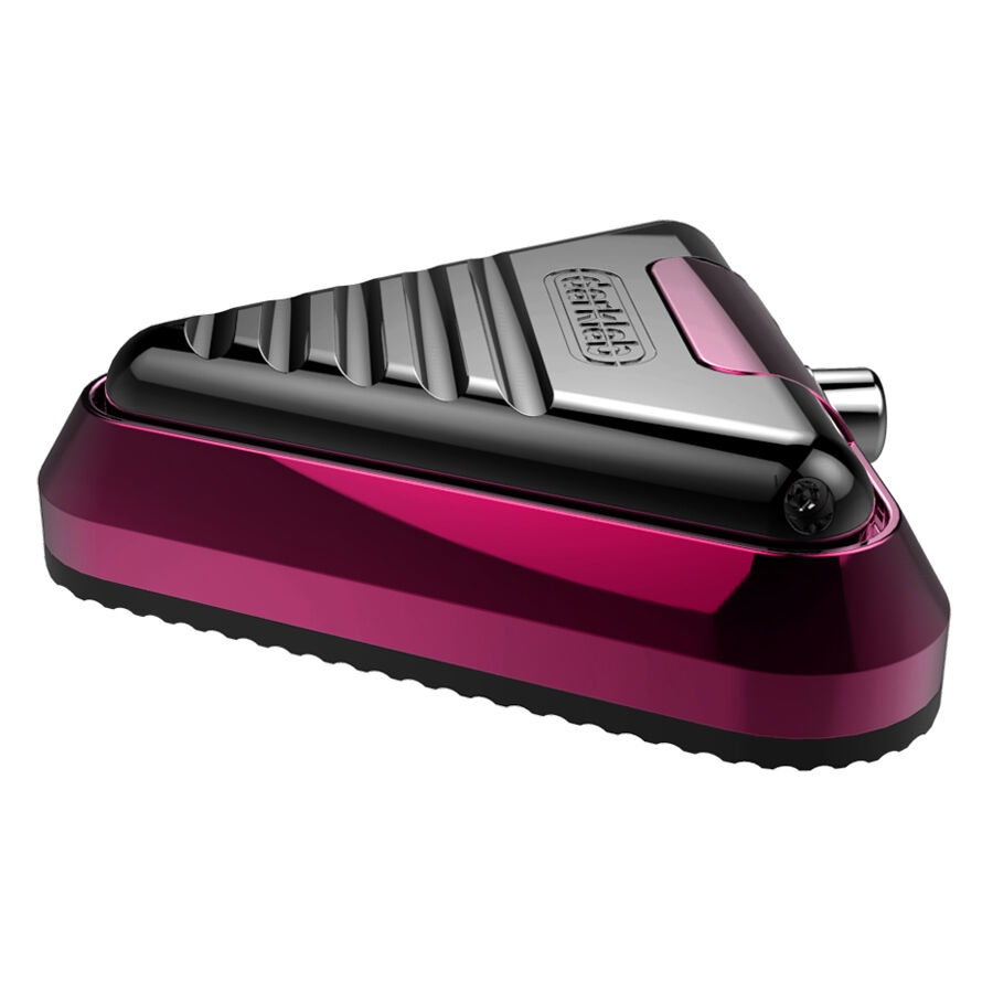 Pédale Delta Bubblegum en rose et noir Pédale Delta rose et noire en aluminium sur fond blanc
