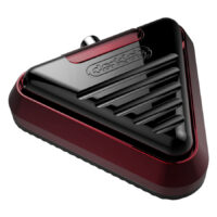 Delta pédale Ruby rouge noir Pédale triangulaire en rouge et noir, aluminium, sur fond blanc
