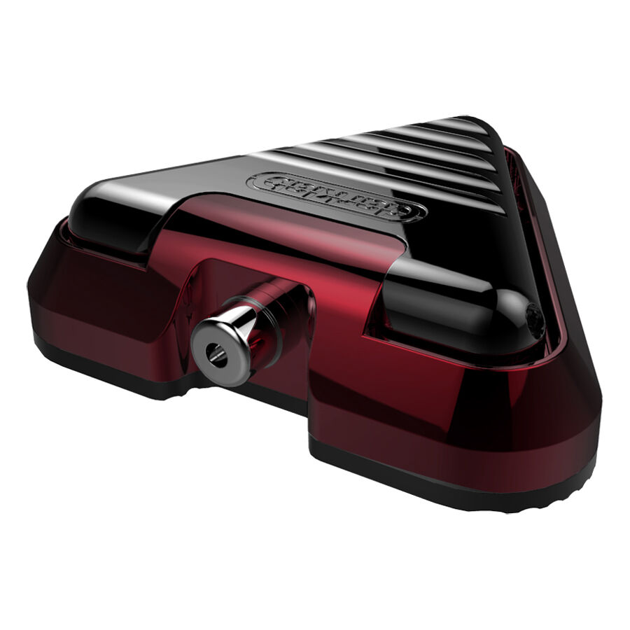 Delta Footswitch Ruby en rouge et noir Delta Footswitch Ruby en forme triangulaire, rouge-noir, sur fond blanc