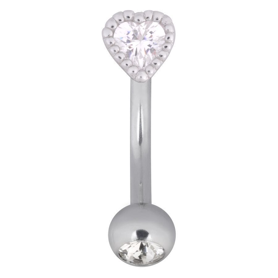 Micro bananabell cœur avec cristal Micro bananabell cœur en argent avec cristal clair sur fond blanc