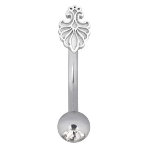 Barock Fan Micro Bananabell en argent avec cristal sur fond blanc