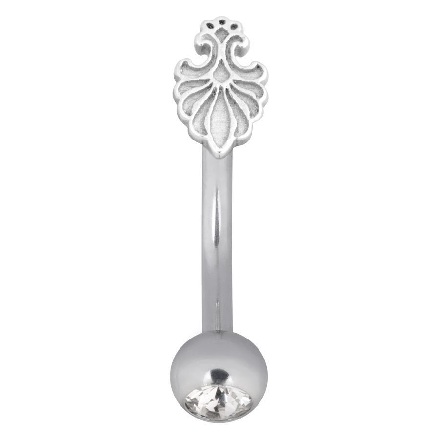 Élégant Barock Fan Micro Bananabell en argent Barock Fan Micro Bananabell en argent avec cristal sur fond blanc
