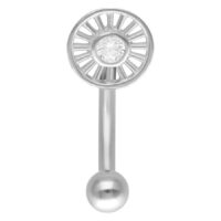 Bananabell argenté avec cristal clair scintillant sur fond blanc