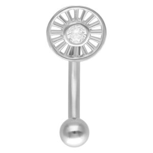 Bananabell argenté avec cristal clair scintillant sur fond blanc