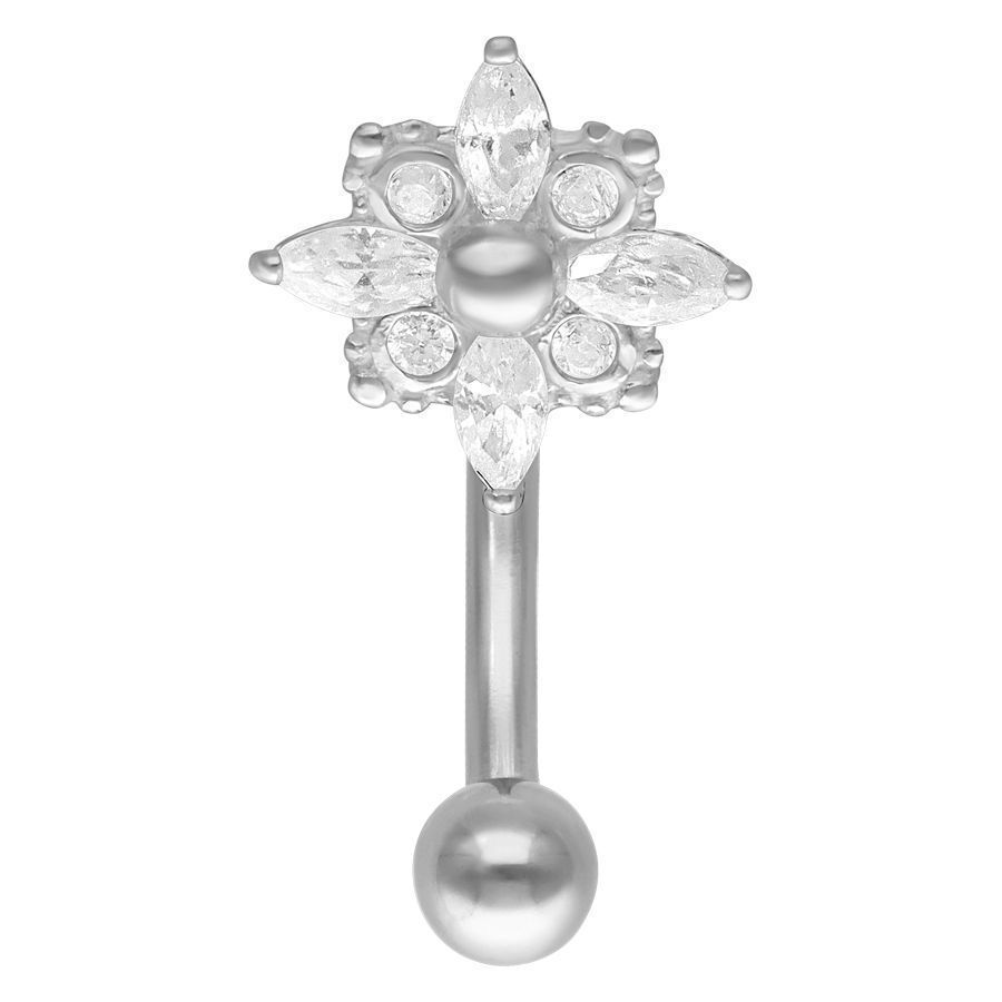 Polar Star Micro Bananabell en argent Bananabell en argent avec design en cristal en forme d'étoile sur fond blanc