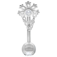 Crystal Sunrise Micro Bananabell Argent Micro Bananabell argenté avec cristal clair et décoration en chaîne