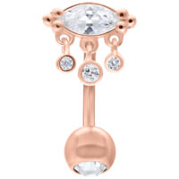 Bella Micro Bananabell en or rose 1,6mm Bananabell en or rose avec cristaux sur fond blanc
