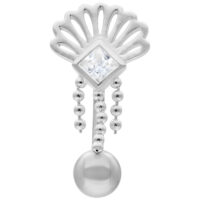 Micro Bananabell Cristal Paon en Argent Micro Bananabell en argent avec cristal et motif de paon sur fond blanc
