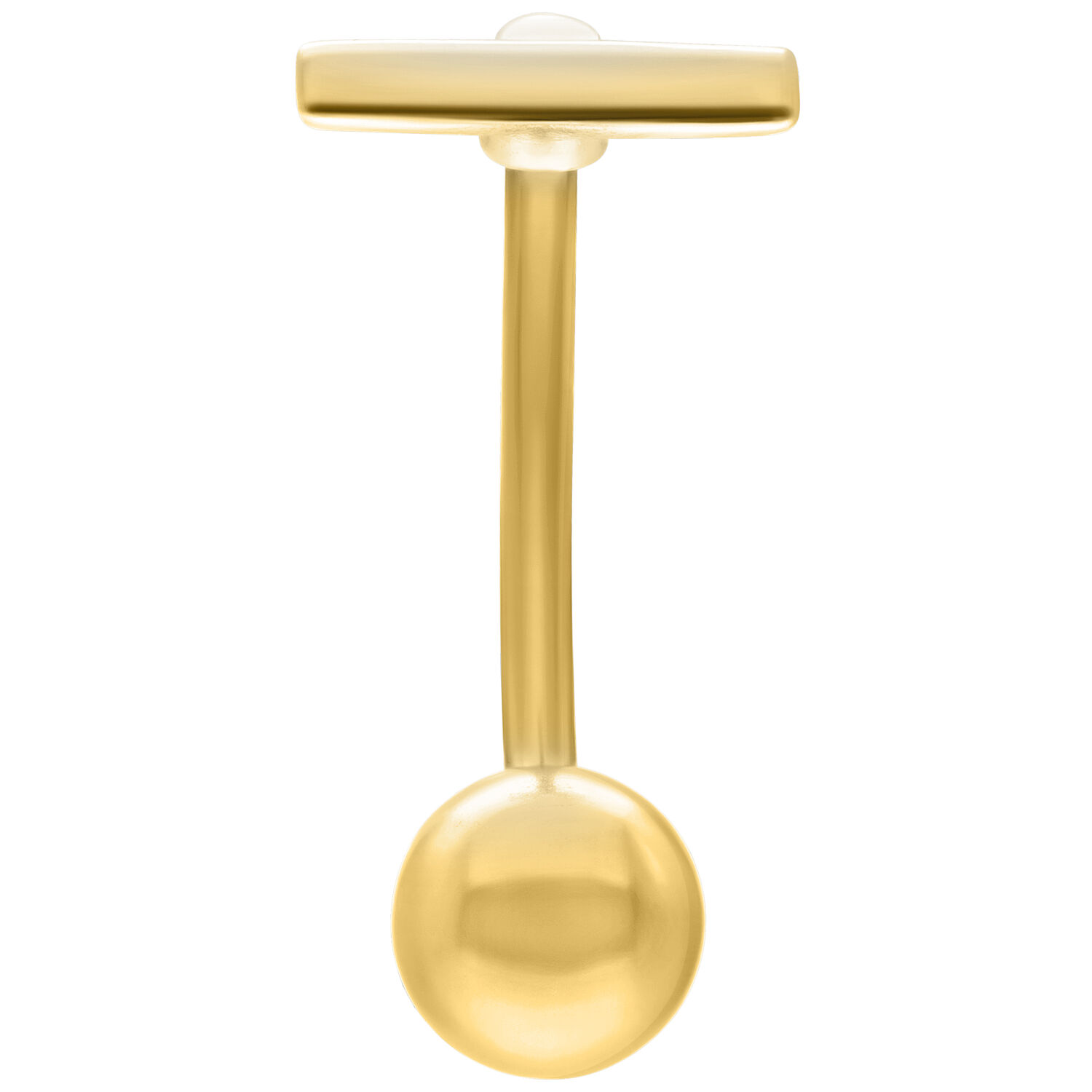 Micro Bananabell en or 1,6mm Bananabell en or, épaisseur 1,6 mm, longueur 12,0 mm, sur fond blanc