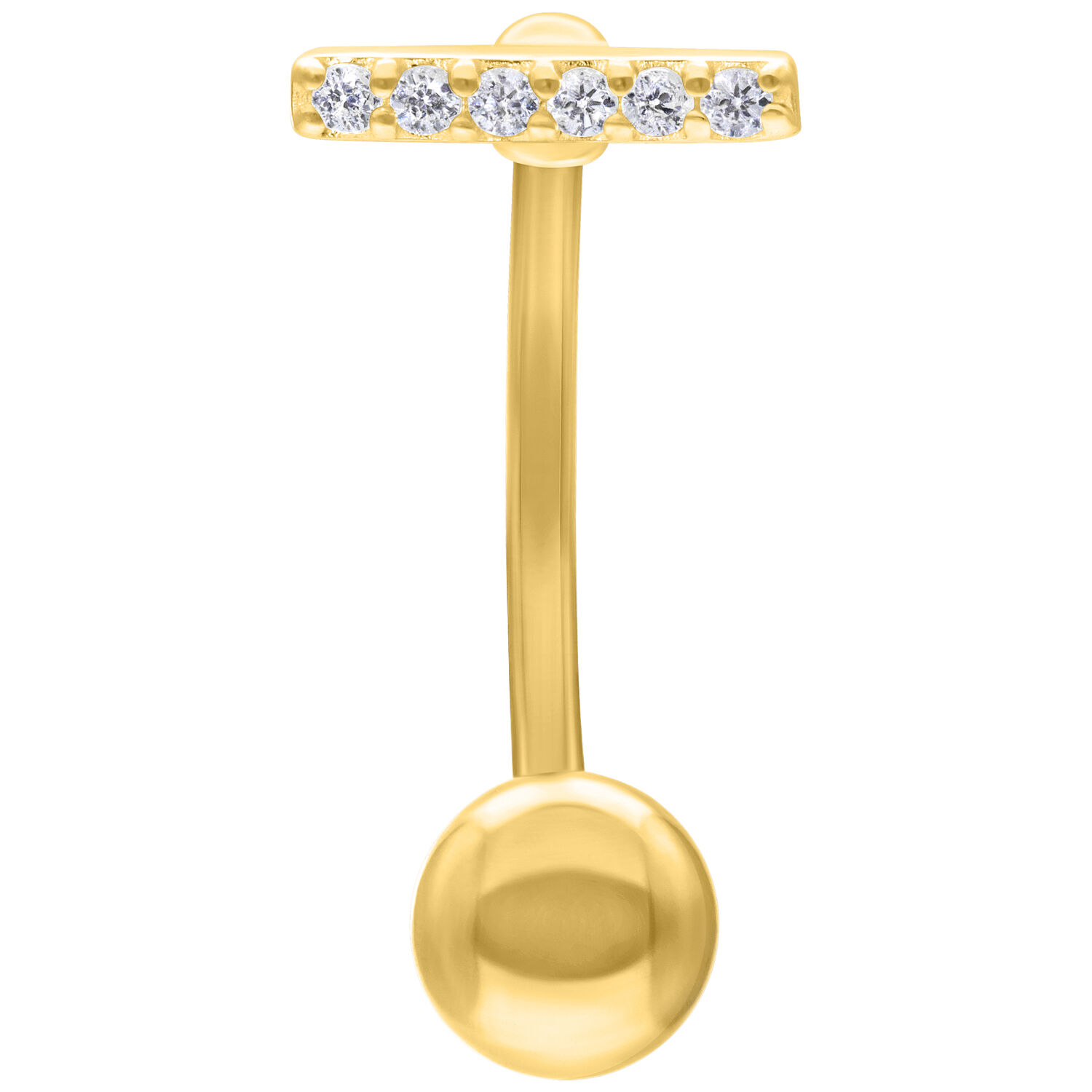 Barre en cristal dorée Micro Bananabell 1,6mm Bananabell doré avec cristaux sur fond blanc