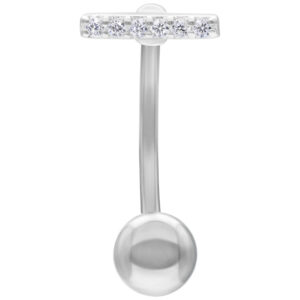 Micro Bananabell en argent avec cristaux sur fond blanc