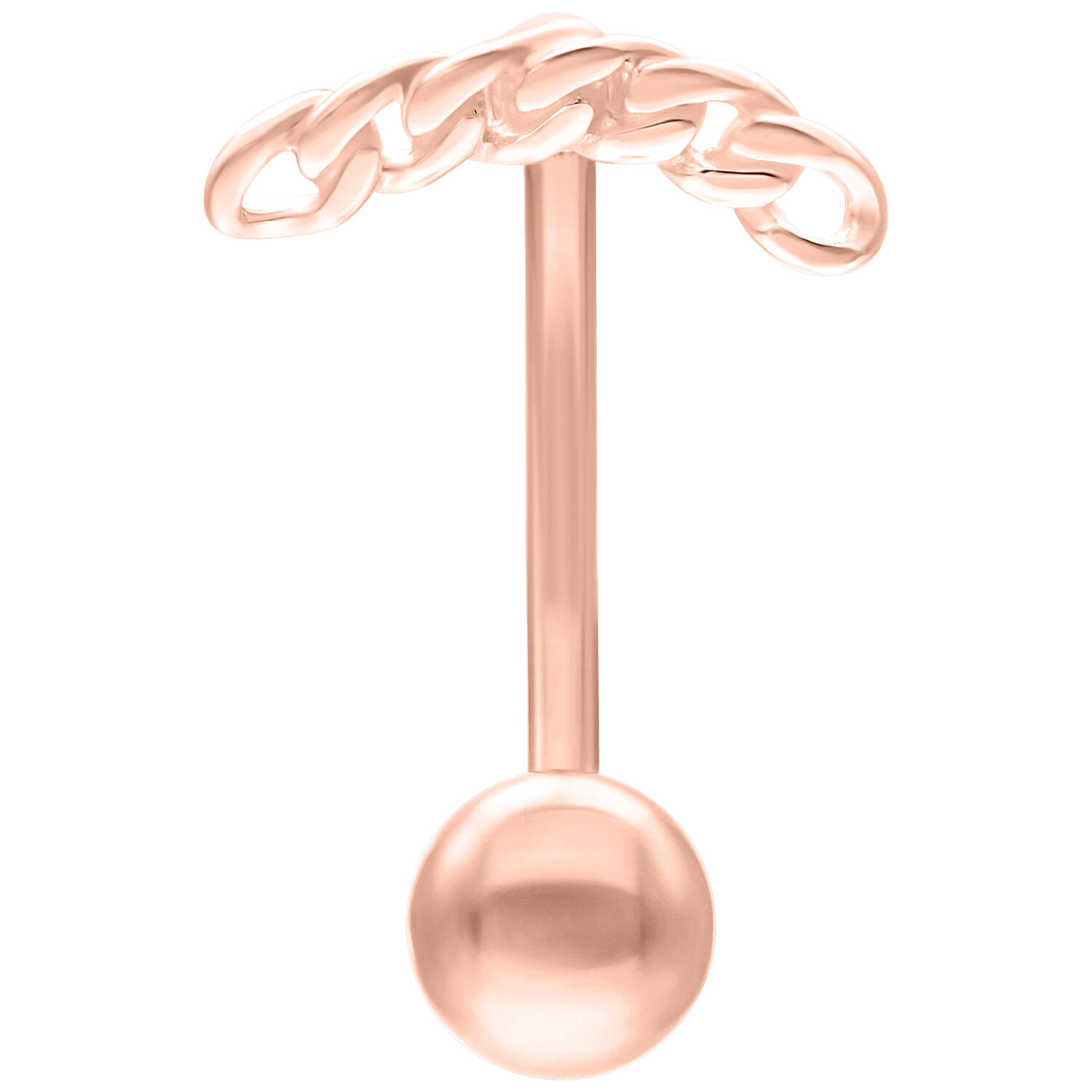Micro Bananabell Roségold Chain Links, 1,2 mm Roségoldenes Micro Bananabell mit Kettenstruktur, 1,2 mm Stärke, 8,0 mm Länge