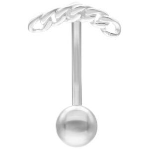 Micro Bananabell argenté avec motif chaîne sur fond blanc