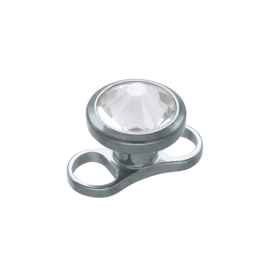 Ancre Dermique en Titane Argenté avec Cristal Ancre dermique en titane argenté avec cristal clair sur fond blanc