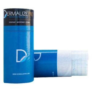 Film protecteur Dermalize® bleu en rouleau avec emballage sur fond blanc