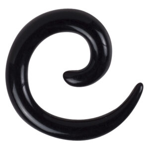 Spirale d'expansion noire et brillante en PMMA sur fond blanc