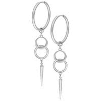 Sinn Hoops Pairs Set de Boucles d'Oreilles en Argent Hoops en argent avec deux anneaux et pendentif pointu sur fond blanc
