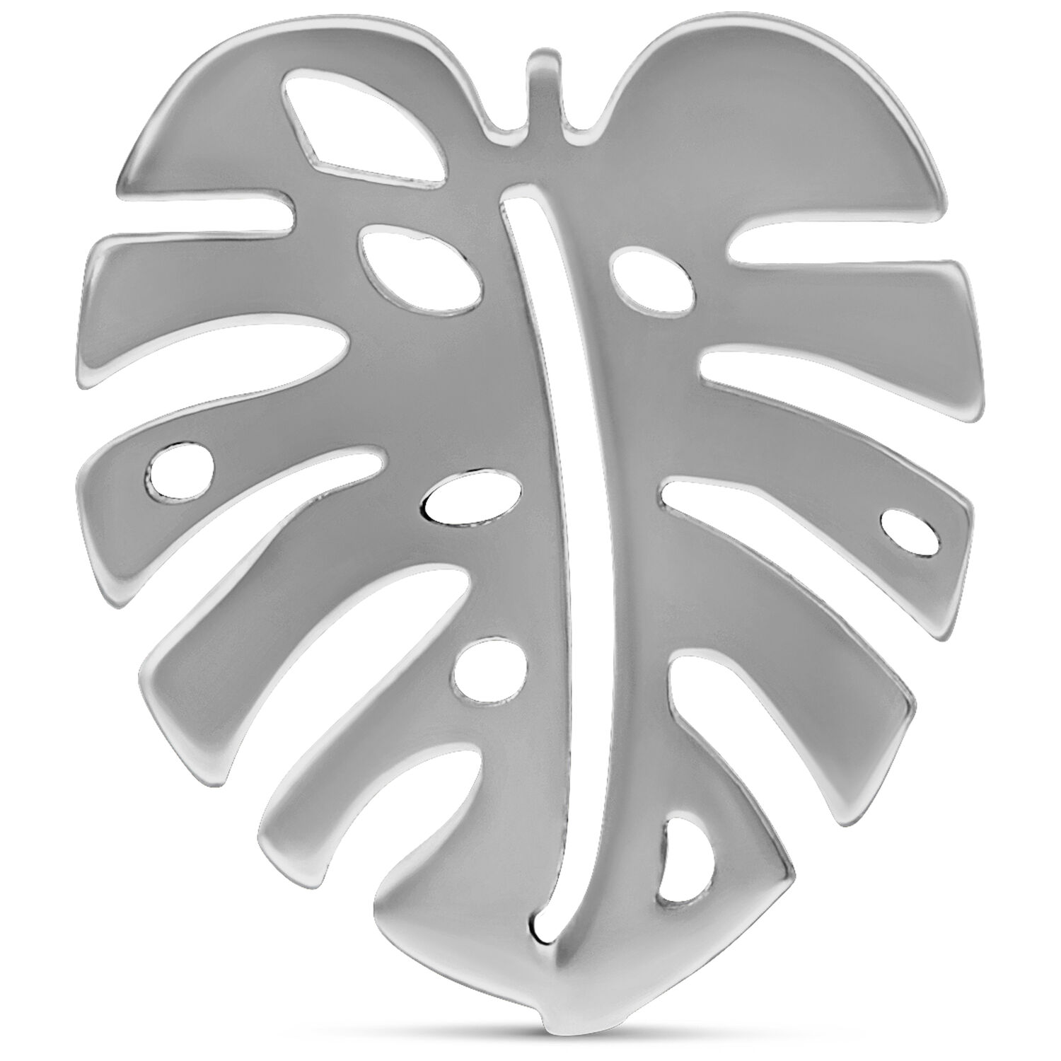 Boucles d'oreilles Monstera argentées Boucle d'oreille Monstera argentée en acier chirurgical sur fond blanc