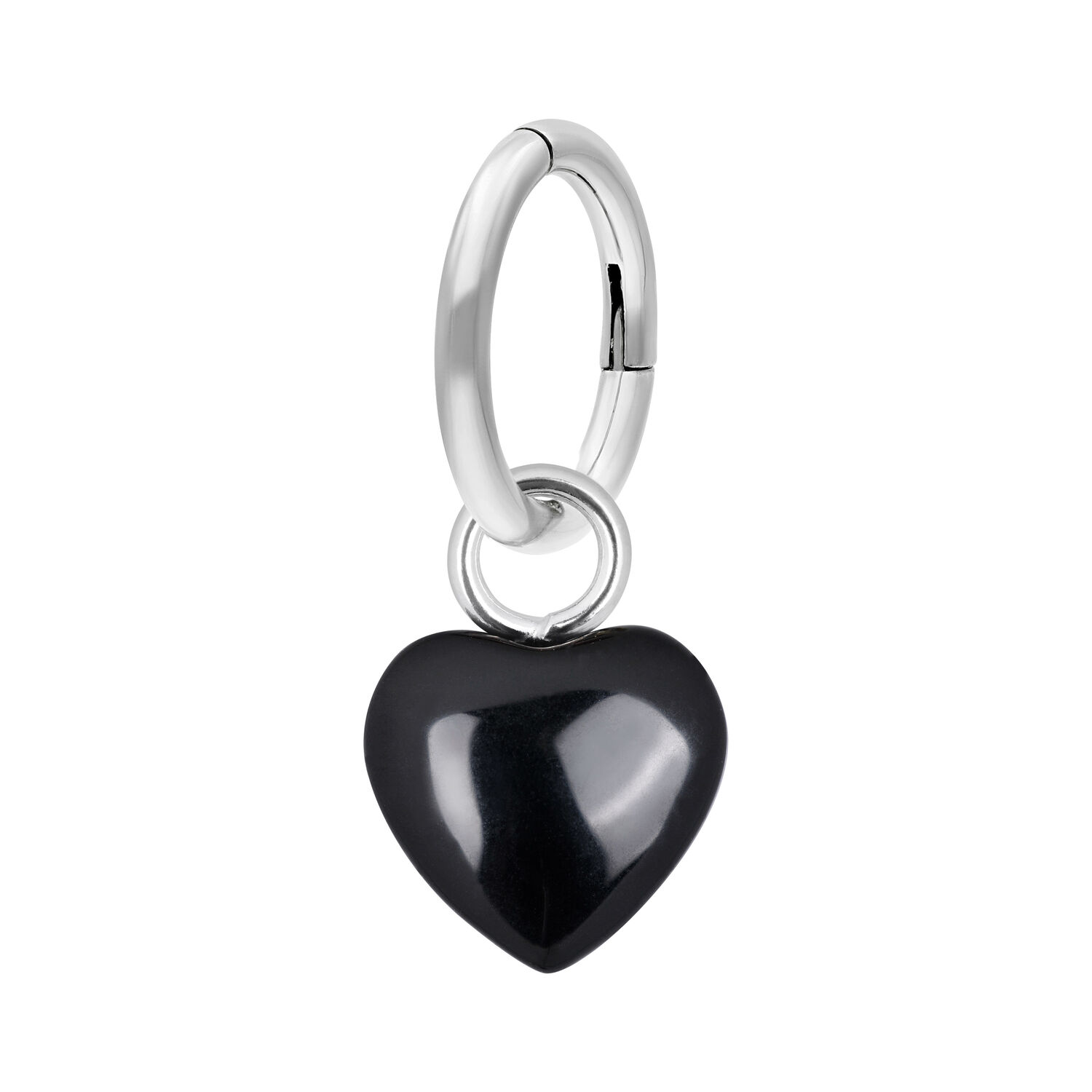 Anneau de nombril Stone Heart noir, 8 mm Anneau de nombril noir avec pendentif cœur en acier chirurgical, 8 mm