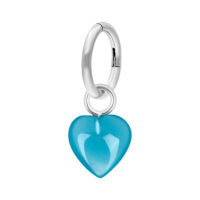 Anneau de nombril cœur bleu en pierre 7mm Anneau de nombril en argent avec pendentif cœur bleu, 7 mm