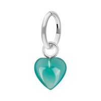 Anneau de nombril cœur vert en pierre, 7 mm Anneau de nombril en argent avec pendentif cœur vert, 7 mm