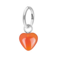 Anneau de nombril cœur en pierre orange 7,0 mm Anneau de nombril en argent avec cœur en pierre orange sur fond blanc