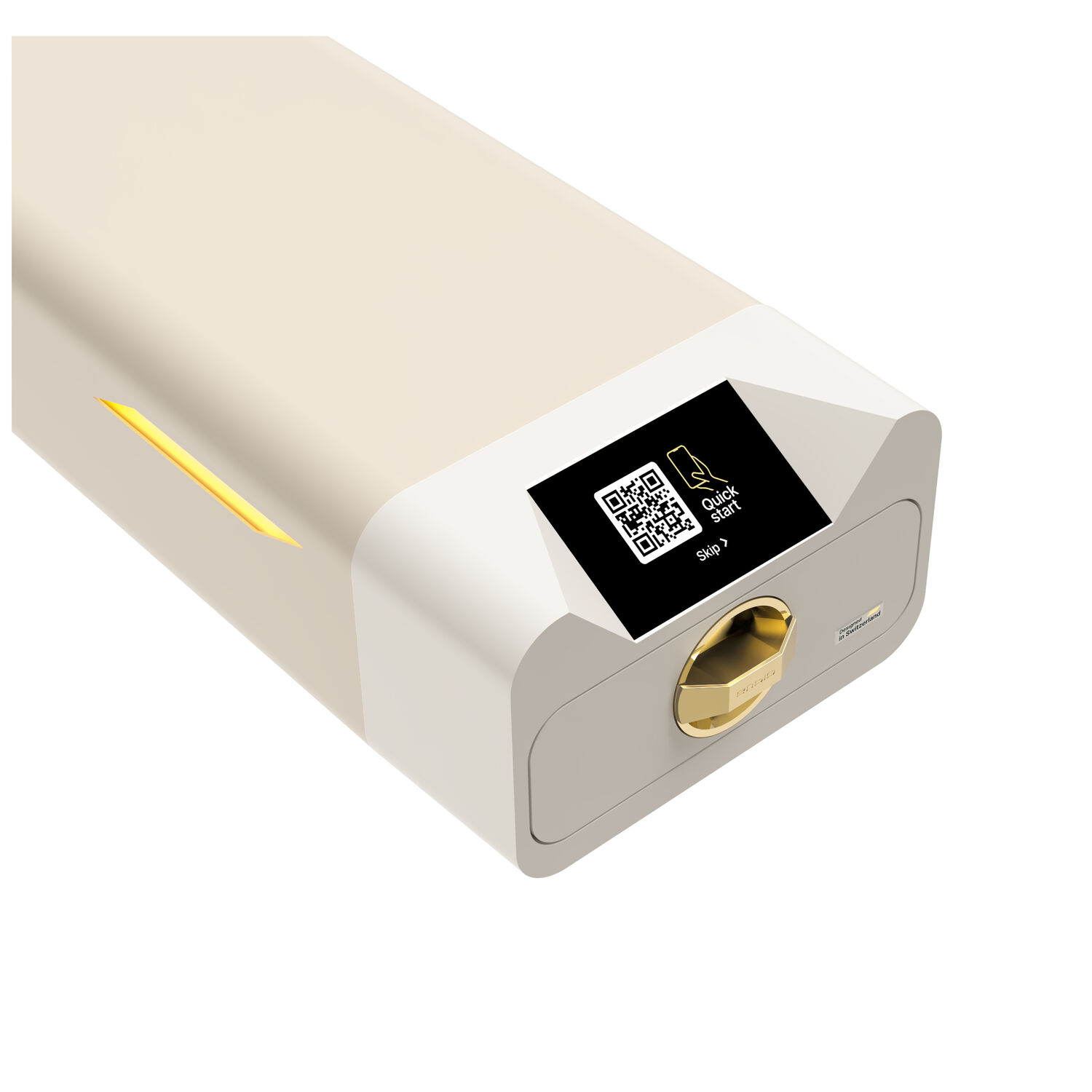 Autoclave Enbio S blanc avec accents dorés sur fond blanc