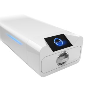 Autoclave Enbio Pro blanc avec écran bleu sur fond neutre