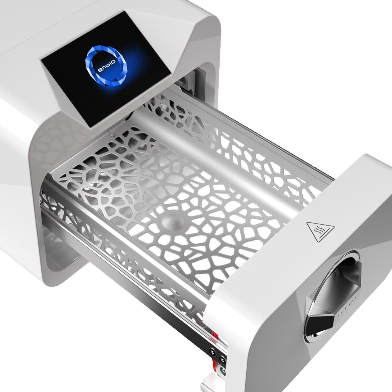 Enbio Autoclave Pro avec écran moderne Enbio Autoclave Pro blanc avec compartiment ouvert et écran moderne