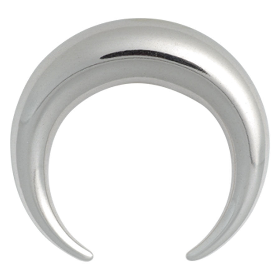 Faucille extensible en acier chirurgical argenté Faucille extensible argentée en acier chirurgical brillant sur fond blanc
