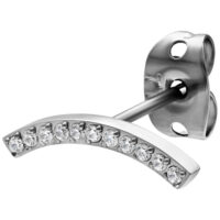 Boucles d'oreilles Crystal Arch argentées avec cristaux Boucle d'oreille argentée avec design incurvé et cristaux clairs