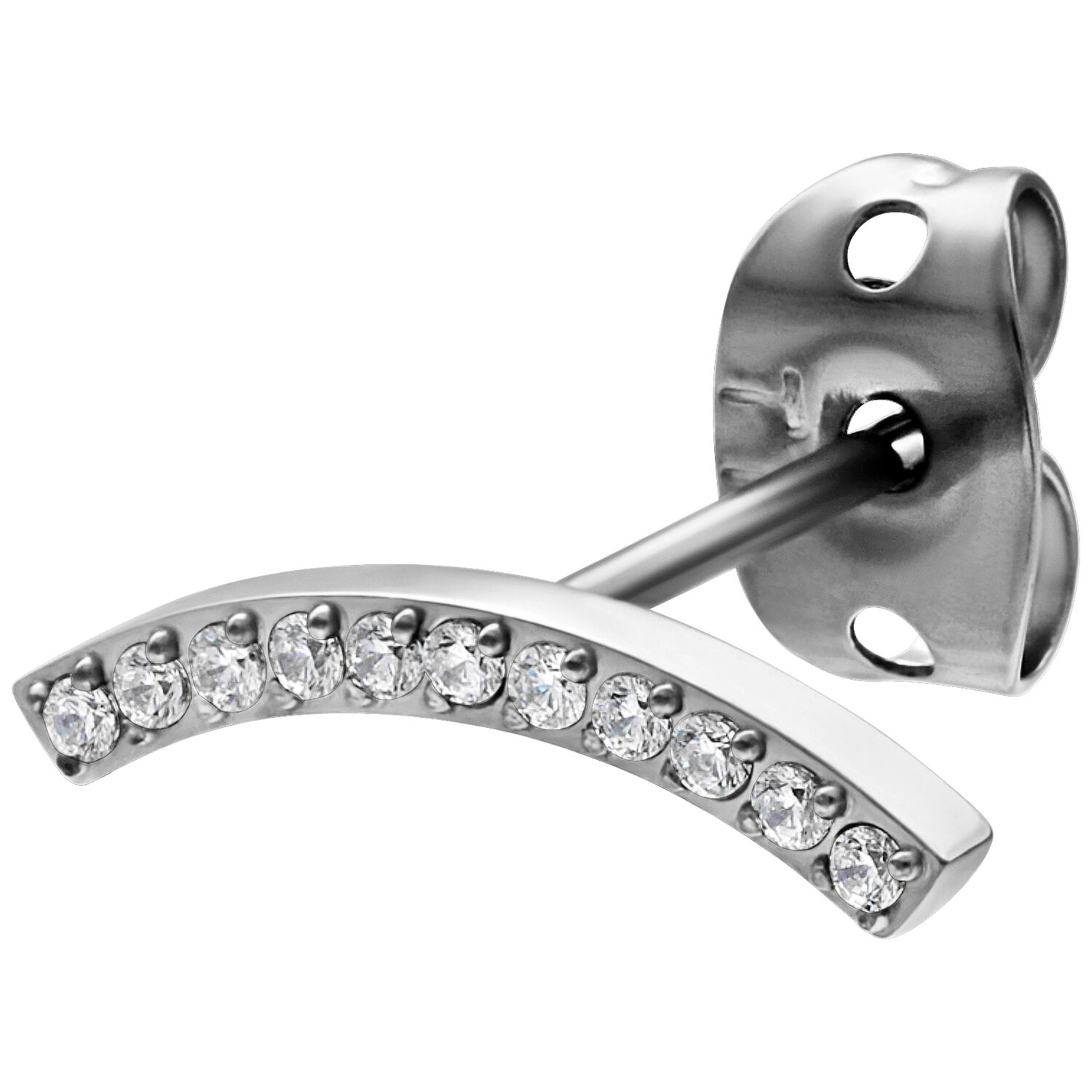 Boucles d'oreilles Crystal Arch argentées avec cristaux Boucle d'oreille argentée avec design incurvé et cristaux clairs