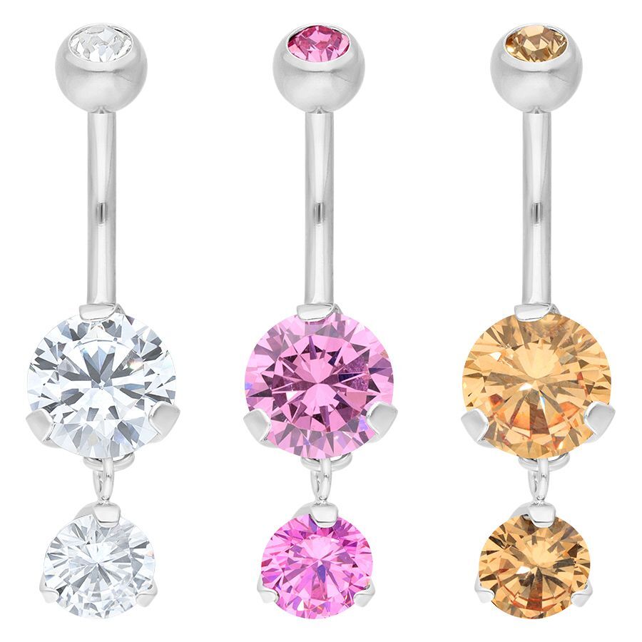 Banane à double diamant en argent Banane en argent avec des cristaux clairs, roses et champagne sur fond blanc