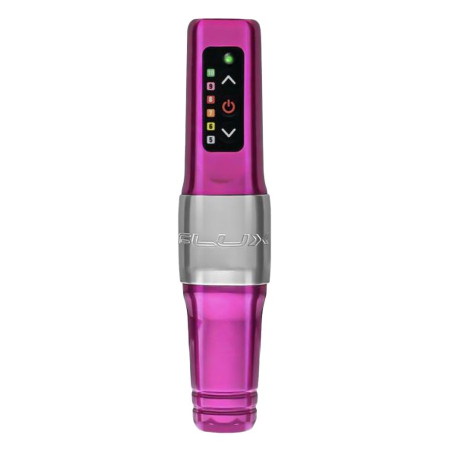 FK Irons Microbeau Flux Mini en rose Machine à tatouer FK Irons Microbeau Flux Mini rose sur fond blanc