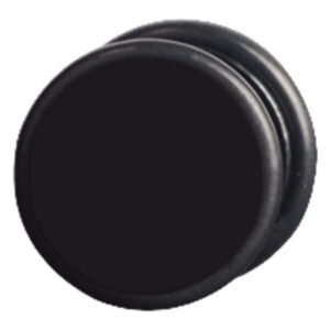 Boucle d'oreille noire en design plug en acier chirurgical sur fond blanc