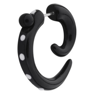 Boucles d'oreilles noires à pois blancs sur fond blanc