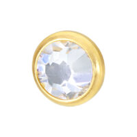 Embout en titane doré avec cristal clair sur fond blanc