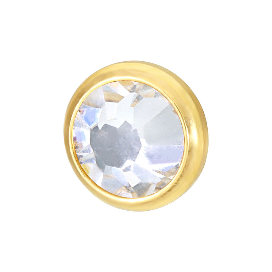 Embout en titane doré avec cristal clair sur fond blanc